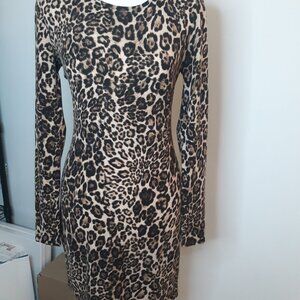 Forever 21 Classic animal print Fitted Knit Dress, Size M